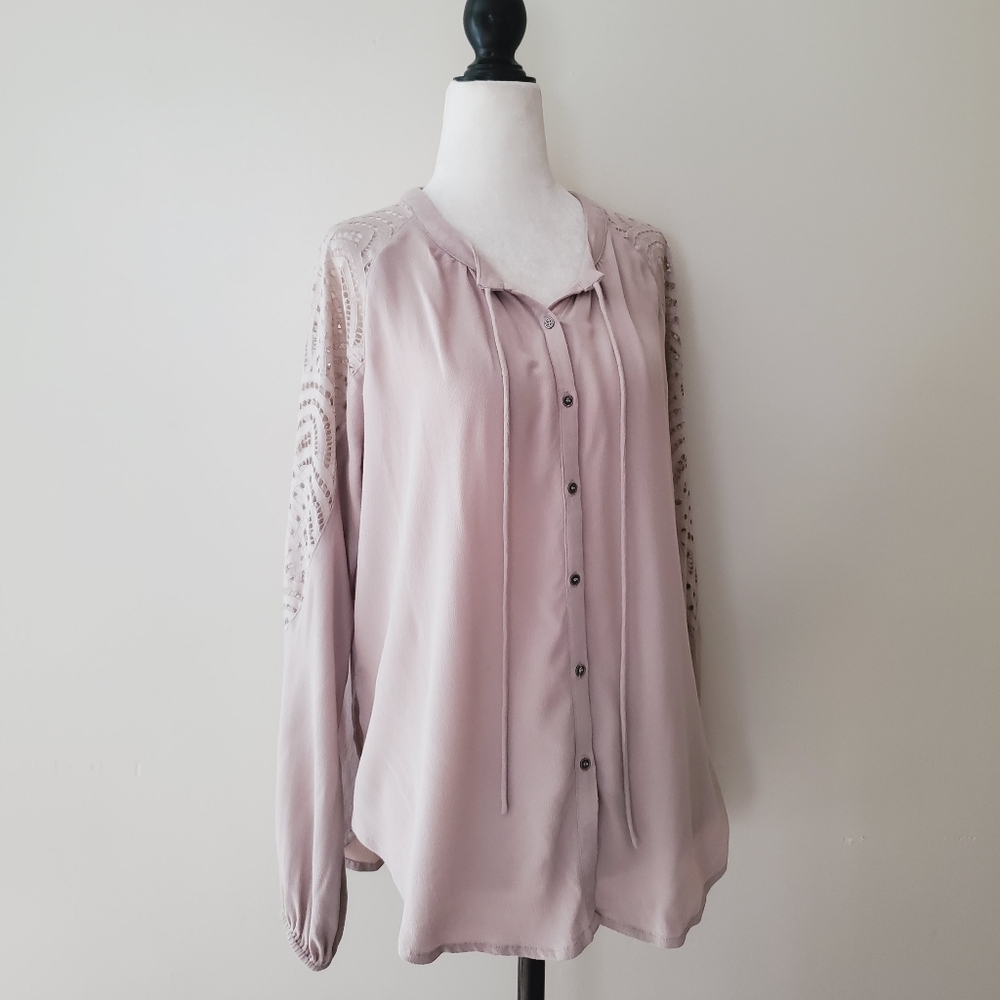 Gentle Fawn Lace Inset Button Down Blouse